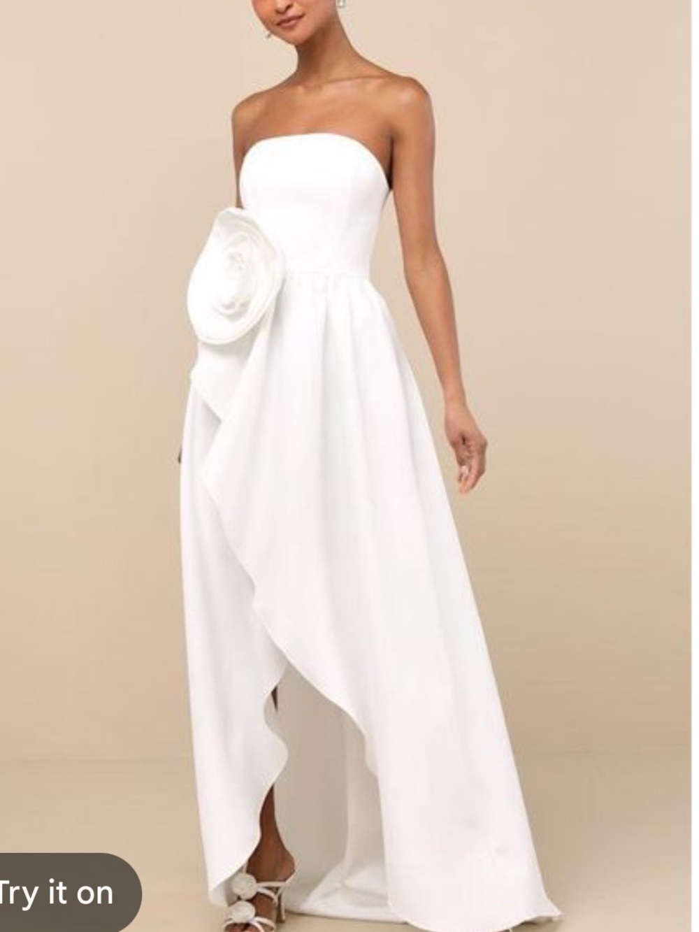 Elliatt Emiliana 3D Rosette Strapless High-Low Maxi Dress